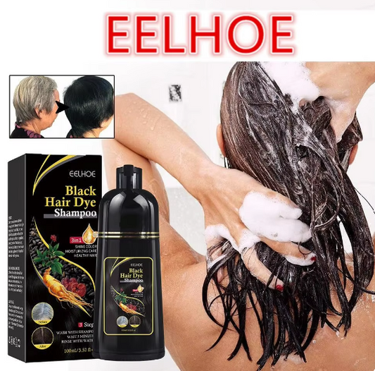 EELHOE Black Hair Dye Shampoo 3 in 1 Growth Clean Hair Darkening Deep Nourishing Black Hair Dye Shampoo Natural Organic Herbal