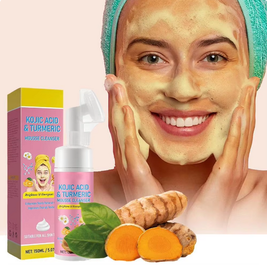 Turmeric Kojic Acid Foaming Facial Cleanser Brightening Deep Cleansing Oil Control Shrinking Pores Hydrating Soothing Face Wash