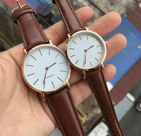 2Pcs/Set Brown Couple Watch