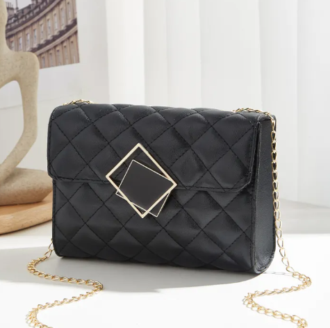 Lingge Small Square Bag New Fashion Versatile Embroidery Solid Color Small Fragrance Chain Diagonal Straddle Bag