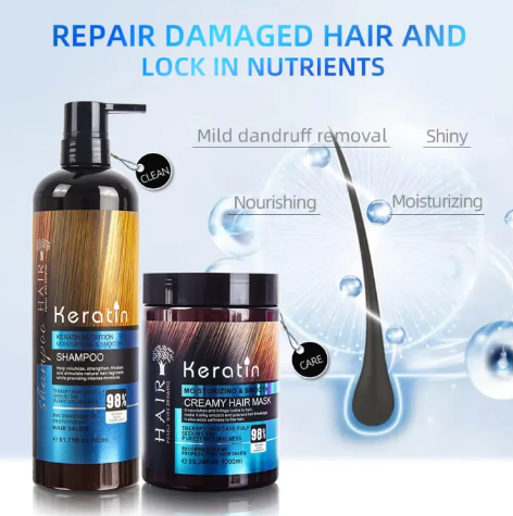 Pack of 2 Hair Keratin Shampoo Hair Mask Smooth Nutrition